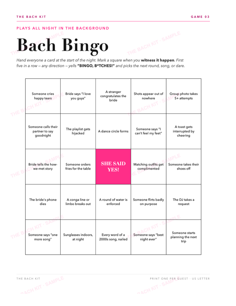 Bach Bingo — 5x5 printable bingo card, full page preview